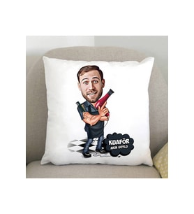 Erkek Kuaför Karikatürlü Yastık