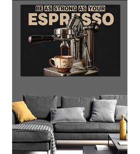 Espresso Makinesi Vintage Çizimi Dekoratif Kanvas - Mdf Ahşap Tablo
