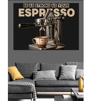 Espresso Makinesi Vintage Çizimi Dekoratif Kanvas - Mdf Ahşap Tablo