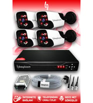BAYICAM 4 Kameralı Panda 4 Dış Kamera Set HDD'siz Full HD Gece Görüşlü Güvenlik Kamerası Sistemi