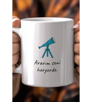 Mizahi Yazılı 330ml Baskılı Beyaz Seramik Kupa Bardak