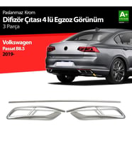 Drs Tuning Passat Uyumlu B8.5 Krom Egzoz Görünümü Difüzör 4'Lü R Line 3 Parça 2019 Ve Üzeri