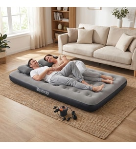 Bestway Ultra Queen 2 Kişilik Şişme Yatak + Elektrikli Pompa ve Yastık Hediyeli 191x137x22cm 671GZ BW145