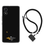 TCL 303 Kılıf Silikon Boyun Askılı İpli Desenli Silikon Ay ve Kedi 1683