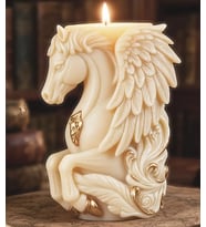 Altın Varaklı Kanatlı Pegasus At Mum Dekoratif El Yapımı Tasarım Mum 10 Cm