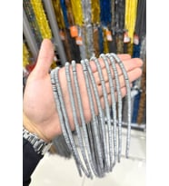 Hematit Taşı Rondela Kesim Mat Açık Gri 6x1mm Doğal Taş Dizi
