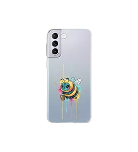 Samsung Galaxy S21 Plus ile uyumlu Splash arı tasarımlı şeffaf silikon kılıf