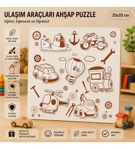 Sevimli Arkadaşlar Ahşap Puzzle - Eğitici ve Öğretici Okul Öncesi Zeka Oyunu (20x20 cm)