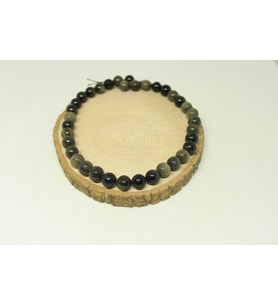Golden & Siyah Obsidyen Taşı YARIM Dizi 11-12.5mm Aralığındadır (18cm uzunluk)