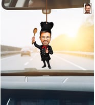 Kişiye Özel Bay Masterchef Aşçı Karikatür Ahşap Araba Dikiz Ayna Süsü