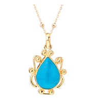 Gümüşcüm Turkuaz Taşlı Otantik Altın Kaplama Gümüş Kadın Kolye