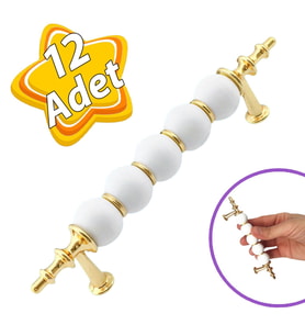 12 Adet İnci Kulp 96 mm Altın Gold Mutfak Kulpu Çekmece Dolap Kapak Kulbu Metal Mobilya Dolabı Kulpları