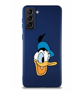 Samsung Galaxy S21 Plus Soft Premier Kapak Donald Duck-A Tasarımlı Silikon Kılıf - Lacivert (Şeffaf)