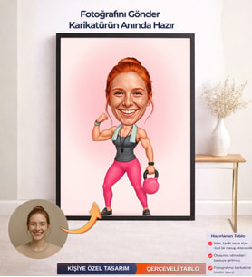Kişiye Özel Sporcu Kadın Karikatür Çerçeveli Tablo,Kişiye Özel Tablo,Kişiye Özel Karikatür Çizim