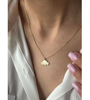 Kişiye Özel 925 Ayar Gümüş Minimal Ufo Figürlü Kolye (Gold)