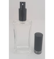 PARFÜM ŞİŞESİ 50 ML (5 ADET) SİYAH KAPAK METAL VALF İÇBÜKEY BOŞ ŞİŞE (Şeffaf)