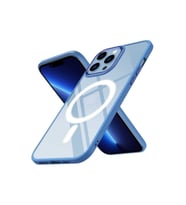 Apple iPhone 12 Pro Max Uyumlu Kılıf Wireless Şarj Özellikli Zore Krom M-safe Silikon Kapak (Mavi)