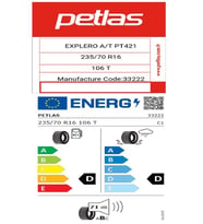 Petlas 235/70 R16 TL 106T EXPLERO A/T PT421 SUV Yaz Lastiği (Üretim Tarihi:2026)