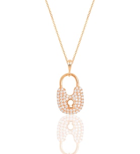 Gümüş rose zirkon taşlı kilit kolye SGTL11874ROSE