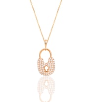 Gümüş rose zirkon taşlı kilit kolye SGTL11874ROSE