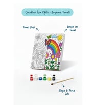 Gökkuşağı Bahçesi Boyama Tuvali – Şövalesiz Boya Seti 20x20