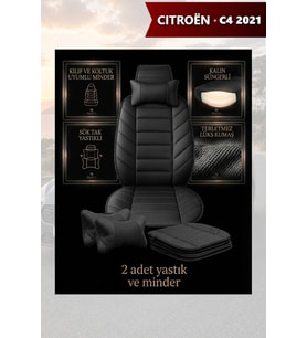 citron c4 2021 Koltuk ve Kılıf uyumlu Siyah Minder Lüks Yastık 2 Minder 2 Yastık