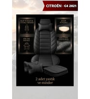 citron c4 2021 Koltuk ve Kılıf uyumlu Siyah Minder Lüks Yastık 2 Minder 2 Yastık