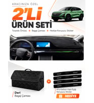 CHERY OMADA 5 (2022-2024) Uyumlu Torpido Örtüsü + Deri Bagaj Çantası + Sticker Seti - Siyah