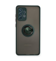 Samsung Galaxy A72 Kılıf Montreal Yüzüklü Silikon Kapak - Yeşil