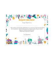 20 Adet A4 Boyutunda Öğrenci Başarı Belgesi - Anaokul - İlkokul Başarı Belgesi (Model 2)