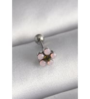 316L Çelik Gümüş Renk Zirkon Taşlı Çiçek Tragus Piercing 5886