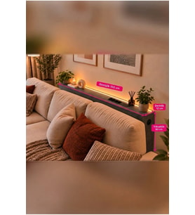 1. Sınıf Antrasit MDF AuraTech LED’li Koltuk Arkası Dresuar Prizli Şarjlı Raf Konsol 150x80x12