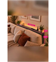 1. Sınıf Antrasit MDF AuraTech LED’li Koltuk Arkası Dresuar Prizli Şarjlı Raf Konsol 150x80x12