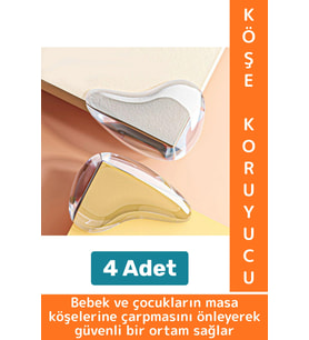 Pratik Çocuk Bebek Güvenlik Masa Komodin Mobilya Çarpma Önleyen Silikon Köşe Kenar Koruyucu 4 Adet