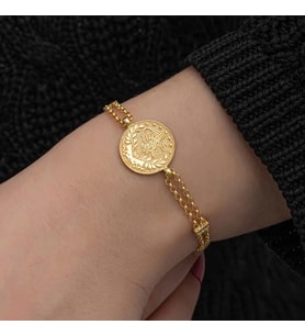 Gümüş Gold Kaplama Tuğralı Kadın Bileklik