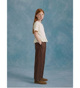 LCW Girls Studio Kahverengi Beli Lastikli Kız Çocuk Poplin Pantolon