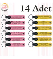Pembe & Sarı, 14’lü Set, Kişisel Deri Anahtarlık, Voleybol Takımına Motivasyon Hediyesi