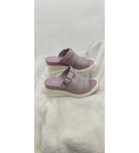 ÇİĞDEM GERÇEK DERİ PUDRA KADIN GENİŞ BANTLI  DOLGU TOPUK TERLİK - PUDRA - 40 - ST02562-12956