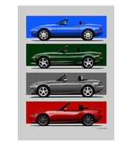 Ikonik Renkleriyle Klasik Roadster Üstü Açılır Spor Otomobil Tablo Ahşap Poster Dekoratif