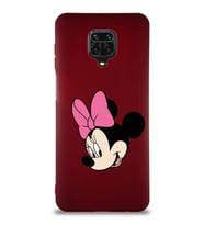 Xiaomi Redmi Note 9 Pro Soft Premier Kapak Minnie Mouse-B Tasarımlı Silikon Kılıf - Mürdüm (Şeffaf)