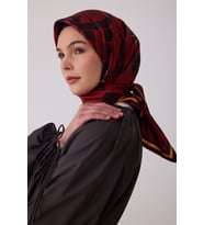 Geometrik Desen %100 Twill İpek Eşarp BE11