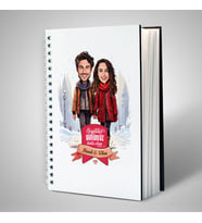 Sevgiliye Hediye Kişiye Özel Karda Yürüyüş ve Aşkımız Karikatürlü Defter