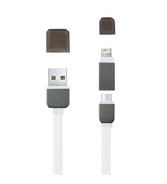 Micro USB ve Lightning Kablo 2 in 1 Beyaz Gri