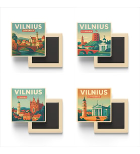 Vilnius Litvanya - 4 adet - 9x9 cm Buzdolap Magneti