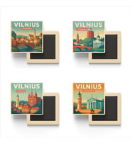 Vilnius Litvanya - 4 adet - 9x9 cm Buzdolap Magneti