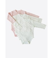 Organik New Dreams 3'lü Uzun Kol Kruvaze Body Pembe