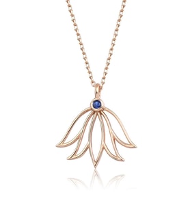 Safir Lotus Çiçeği Kolye