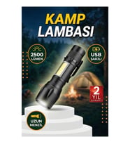 2500 Lümen COB LED USB Şarjlı Uzun Menzilli El Feneri Kamp Lambası