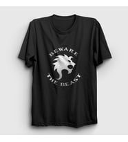 Presmono Unisex Siyah Beware The Beast In Black T-Shirt 536711tt