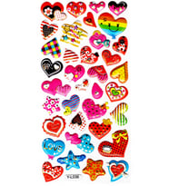 Sticker Kabartmalı Stiker Defter, Planlayıcı Etiket (limyl-036)-17x9cm- Desenli Kalp Yıldız